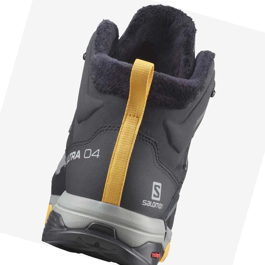 Salomon X ULTRA 4 MID WINTER THINSULATE™ CLIMASALOMON™ WATERPROOF Erkek Kışlık Botlar Siyah Gri | TR 3376XYU